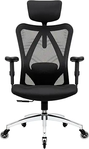 Duramont Ergonomic Office Chair - Adjustable Desk Chair with Lumbar Support and Rollerblade Wheels - High Back Chairs with Breathable Mesh - Thick Seat Cushion, Head, and Arm Rests - Reclines